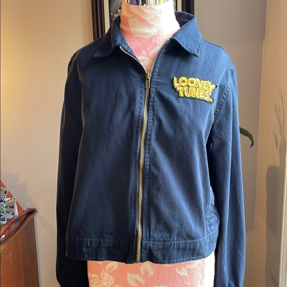 Stylish Navy Jacket with Yellow Embroidery